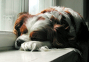 Sleeping dog on windowsill FREE Stock Photo, dog,  pet,  sleeping picture