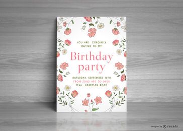 Birthday Floral Party Card FREE Stock Vector, birthday, card, card-template picture