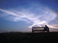 Person on a Bench at Sunset FREE Stock Photo, boy, bench, sunset picture