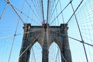 Brooklyn Bridge view with American flag FREE Stock Photo, brooklyn bridge,  new york,  skyline picture
