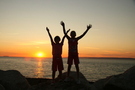 Children celebrating at sunset FREE Stock Photo, sunset, children, celebrate picture