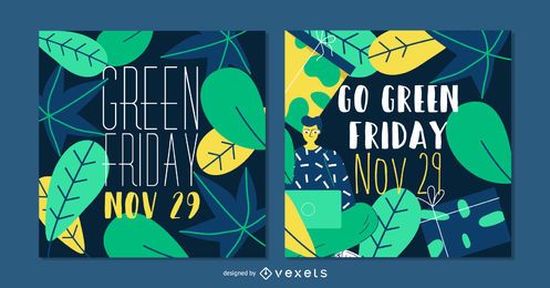Eco-Festive Social Pack FREE Stock Vector, banner, green-friday, holiday picture