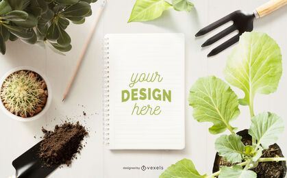 Free Garden paper mock-up comp stock image to download Garden paper mock-up comp FREE Stock Psd, mockup, notebook, gardening picture