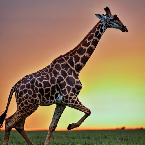 Giraffe at Sunset FREE Stock Photo, giraffe,  sunset,  wildlife picture