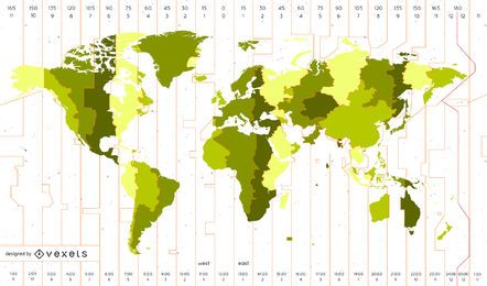 Global Time Map FREE Stock Vector, world, time zone, map picture