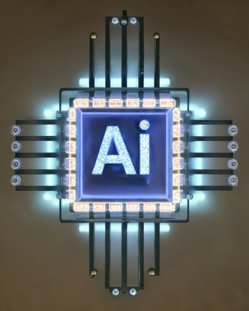 Free Illuminated AI Chip stock image to download Illuminated AI Chip FREE Stock Photo, AI, technology, microchip picture