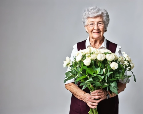 Free Joyful Elder with Flowers stock image to download Joyful Elder with Flowers FREE Stock Photo, elderly, woman, flowers picture