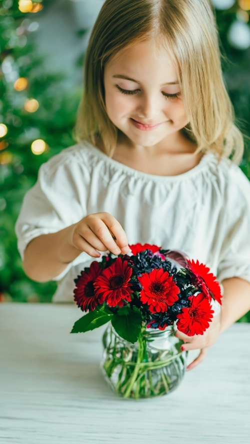 Free Joyful Flower Arrangement stock image to download Joyful Flower Arrangement FREE Stock Photo, flowers, arrangement, child picture