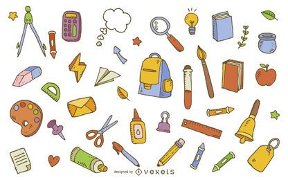 Kid's School Supplies Collection FREE Stock Clipart, school, doodle, education picture