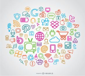 Free Line Media Icons stock image to download Line Media Icons FREE Stock Icon, social-icons, media-icons, social-media picture