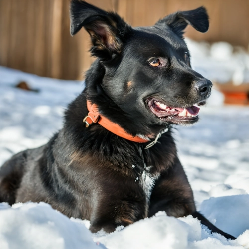 Playful Dog in Snow FREE Stock Photo, dog,  snow,  winter picture