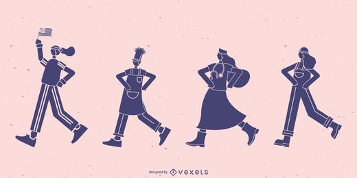 Free Professionals stroll collection stock image to download Professionals stroll collection FREE Stock Clipart, labor-day, silhouette, set picture