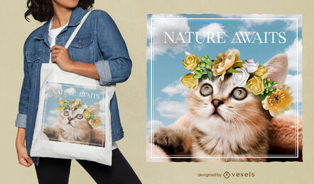 Free Royal Feline Flora Tote Bag stock image to download Royal Feline Flora Tote Bag FREE Stock Psd, kitten, tote-bag, cat picture