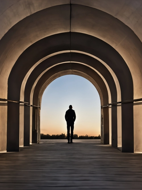 Silhouette at Sunset FREE Stock Photo, sunset,  silhouette,  archway picture