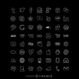 Free Slimline Social Icons stock image to download Slimline Social Icons FREE Stock Icon, thin, icon, set picture