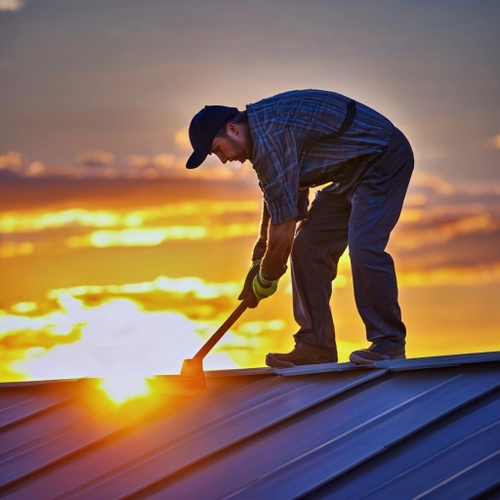 Sonnenuntergang Dachprojekt KOSTENLOSES Stock-Photo-Bild, Dachdeckerei,  Sonnenuntergang,  Bau
