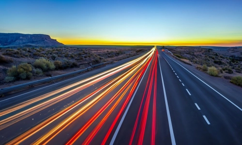 Vibrant Sunset Highway FREE Stock Photo, sunset,  highway,  landscape picture