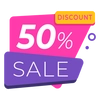 Colorful 50% off tag PNG - Seasonal label